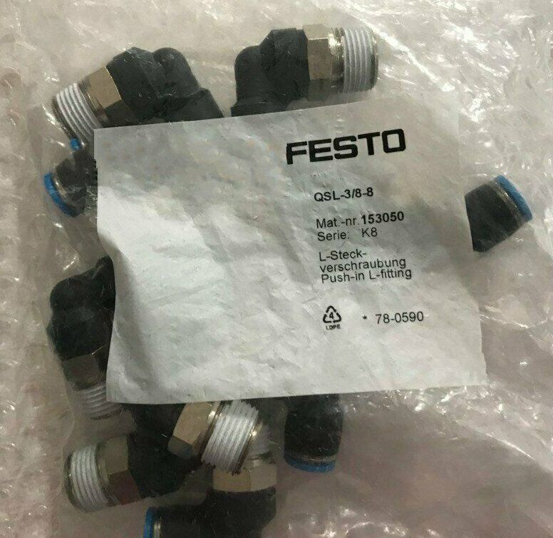 10-Piece FESTO QSL-3/8-8 Connector, 1-Year Warranty - FESTO