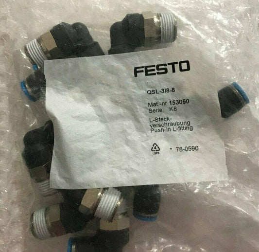 10-Piece FESTO QSL-3/8-8 Connector, 1-Year Warranty - FESTO