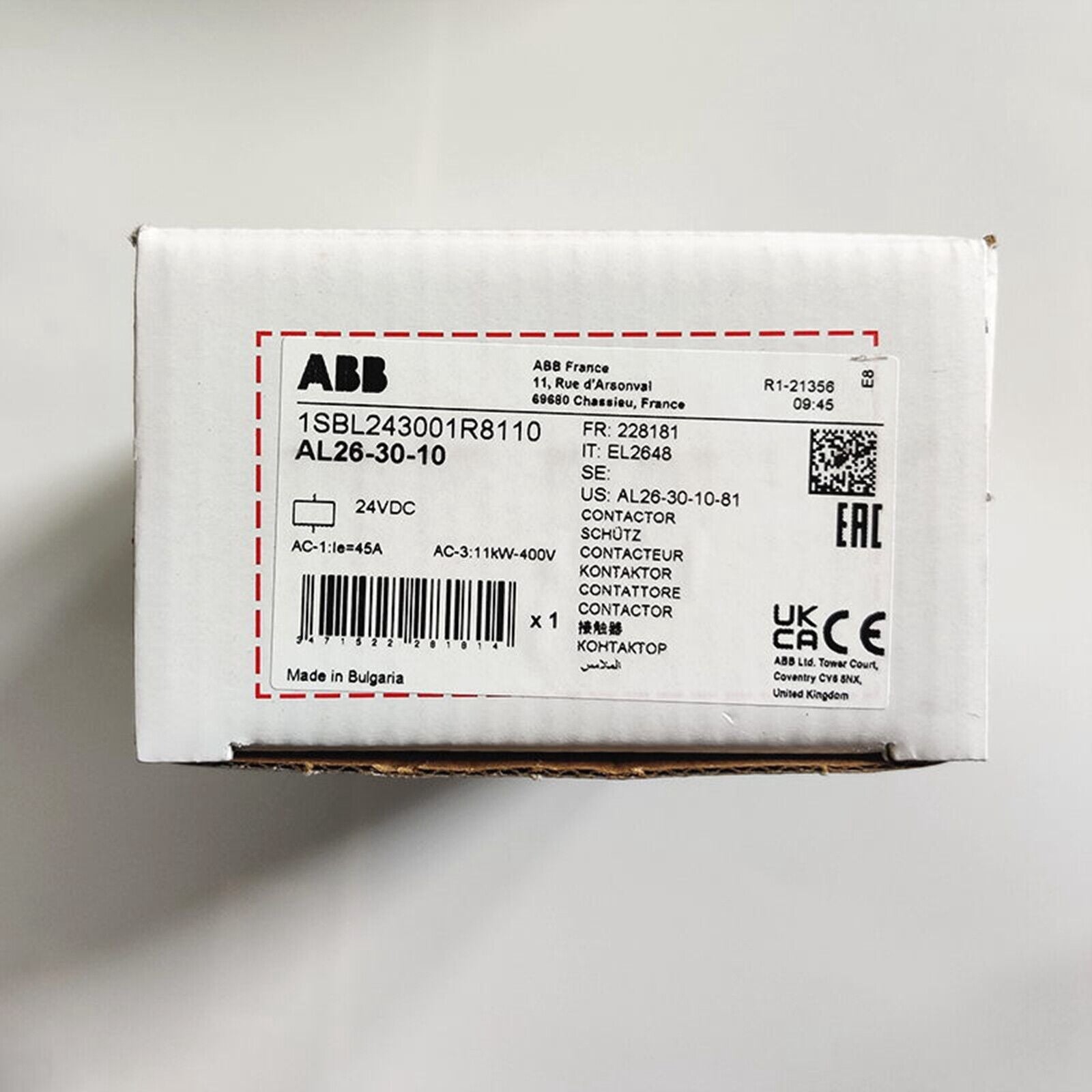 ABB AL26-30-10 Auxiliary Contacts 24V ABB