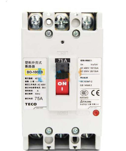 1PCS  For TECO Molded Case Circuit Breaker BO-100EB 3P 75A AC 690V