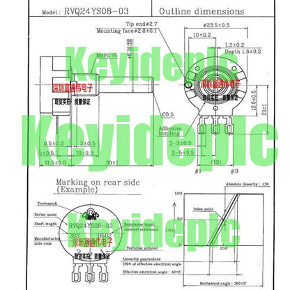 1PC Potentiometer 45° for Mobile Sliding Plate Car RVQ24YS08-03-30S-B502 #ke