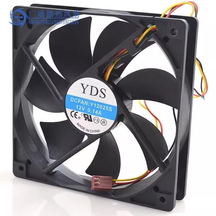 YDS Y12025S 12025 DC12V 0.14A 12CM 3-Wire Mute Cooling Fan