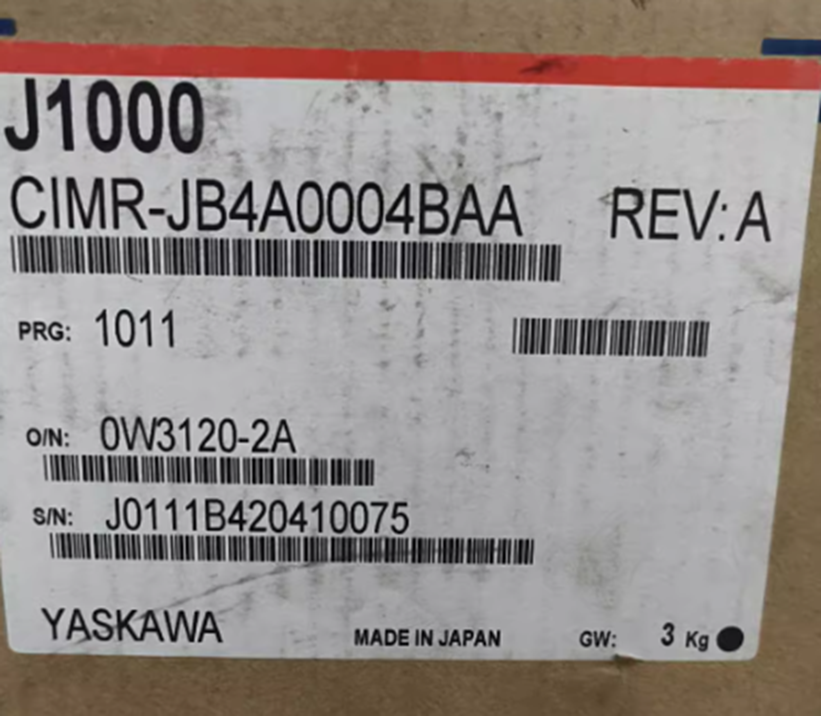 Yaskawa Inverter Frequency J1000 CIMR-JB4A0004BAA 380V 0.75KW - YASKAWA