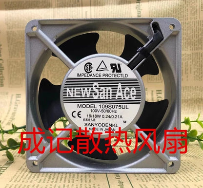 SANYO 109S075UL 100V 18/16W 0.24/0.21A 120*120*38MM Aluminum Frame Cooling Fan
