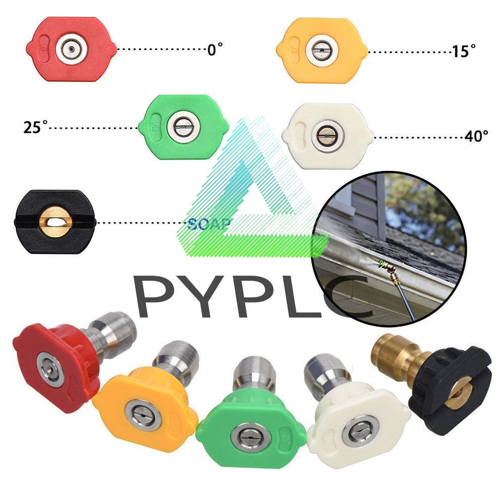 1/4" Quick Connect Car Wash 4.0 GPM 5 Pcs Pressure Washer Spray Nozzle Tips Jet