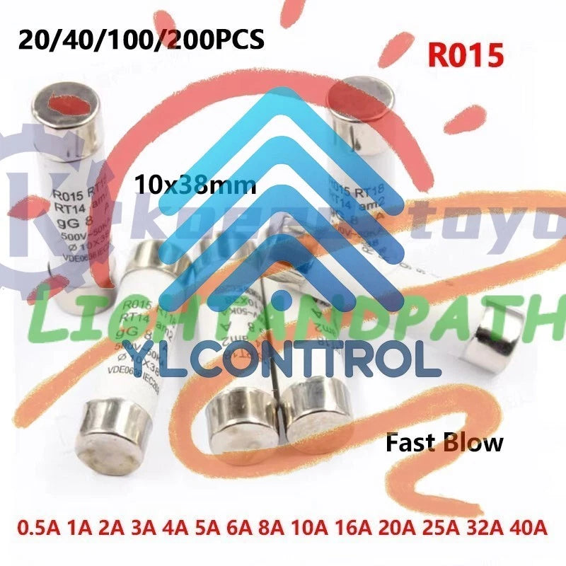R015 RT18 0.5A 1A 2A 3A 5A 6A 8A 10A 32A Ceramic Fast Blow Fuse 10x38mm 500V #Li