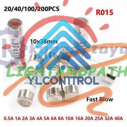 R015 RT18 0.5A 1A 2A 3A 5A 6A 8A 10A 32A Ceramic Fast Blow Fuse 10x38mm 500V #Li