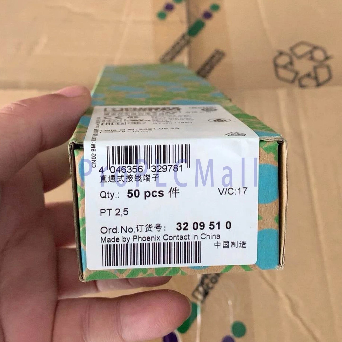 50Pcs/Box For PHOENIX CONTACT Feed-through terminal block PT 2,5 3209510 #F