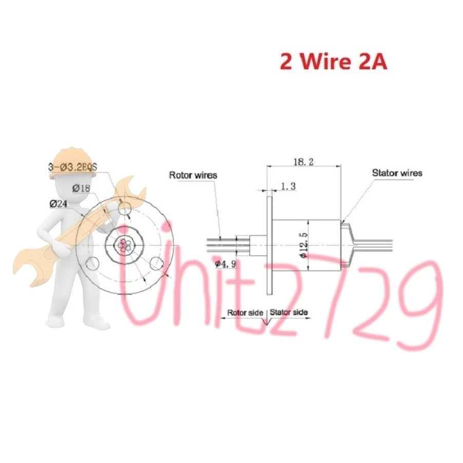 2-24 Wires2A-30A MW1230 High Current Conductive Slip Ring Electric Rotary Joint