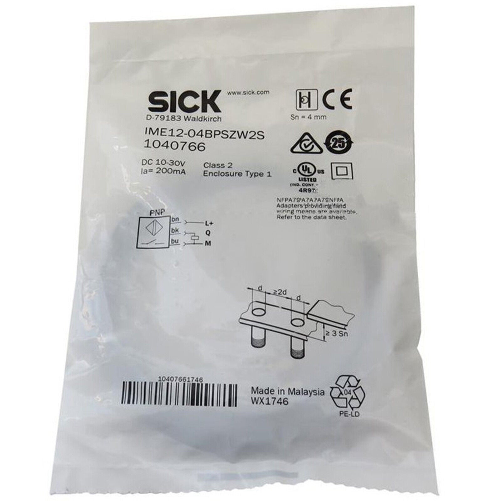 SICK Proximity Switch IME12-04BPSZW2S 10-30VDC 200MA, Low-Voltage, High-Duty Cycle Spot Stock - SICK