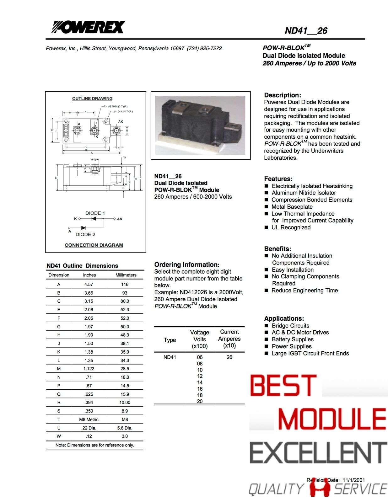 New 1PCS Power Supply Module ND411626 Quality Assured - POWEREX