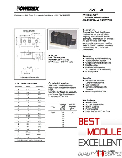New 1PCS Power Supply Module ND411626 Quality Assured - POWEREX