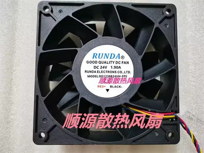 RUNDA RD1238B24VH-FPS 12038 DC24V 1.9A 4-wire inverter cooling fan