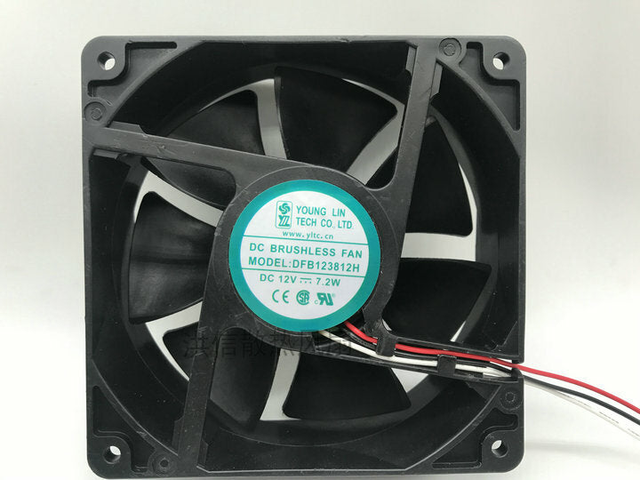 Yonglin DFB123812H DC12V 7.2W 12038 12CM 3-wire chassis large air volume fan