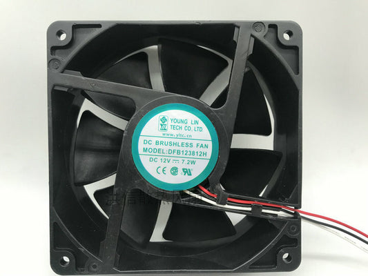 Yonglin DFB123812H DC12V 7.2W 12038 12CM 3-wire chassis large air volume fan