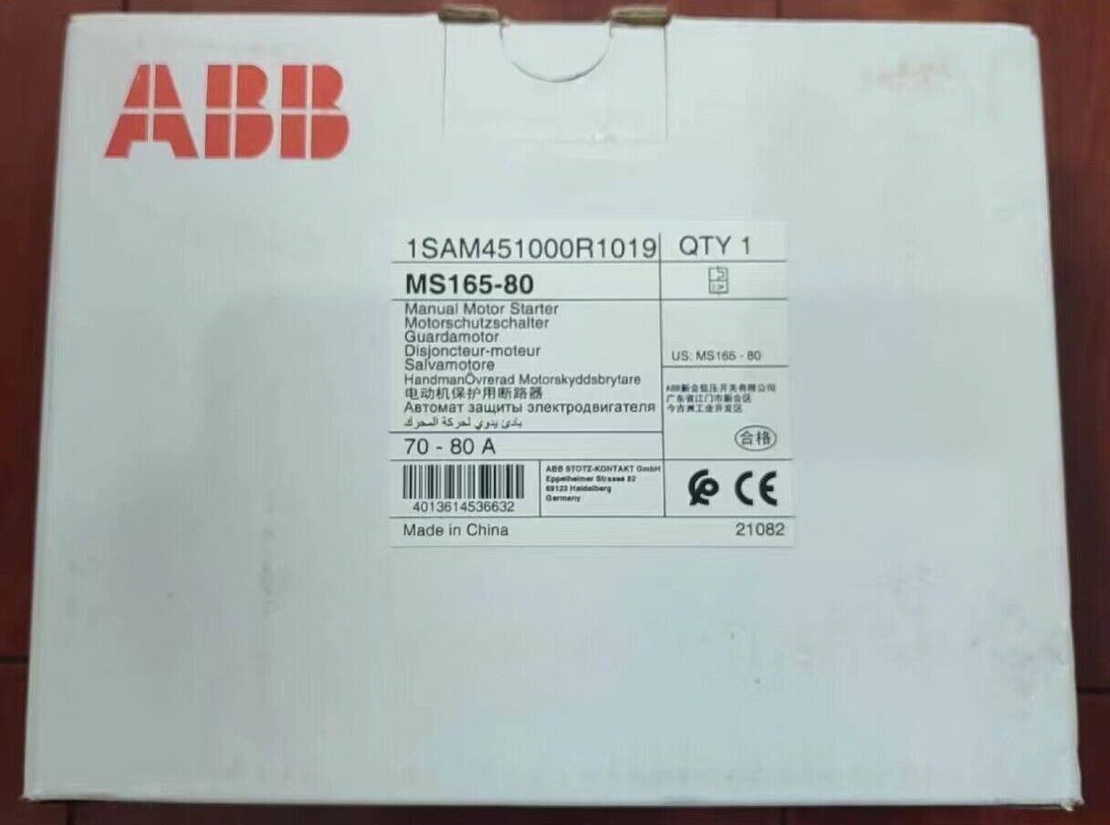 new 1pc ABB MS165-80 (70-80A) Motor Protection Circuit Breaker 1SAM451000R1019