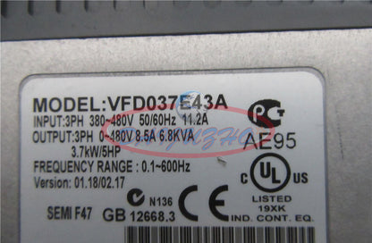 used 1PCS Delta VFD037E43A 380V-3.7KW Inverter - DELTA