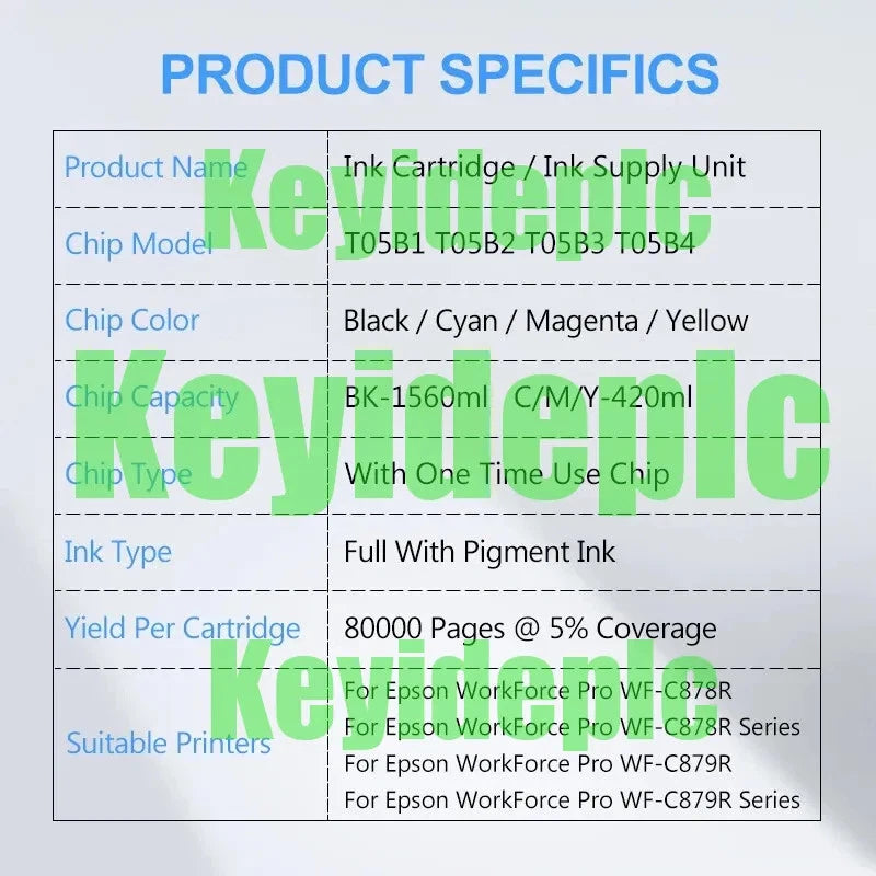 T05B1-T05B4 Pigment-Based Ink Cartridge for Epson WF-C878R WF-C879R C878R C879R