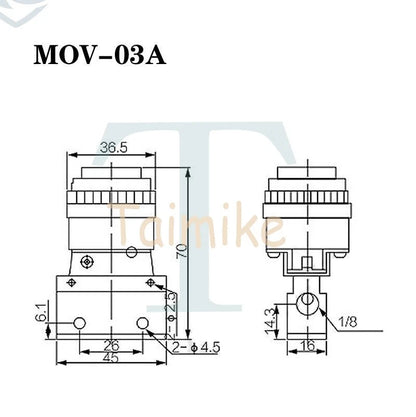 Pneumatic Control Valve MOV-03A Mechanical Button Valve 2 Position 3 Way 1/8'' *