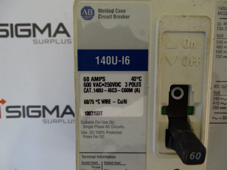 Allen Bradley 140U-I6C3-C60-M Circuit Breaker - ALLEN BRADLEY