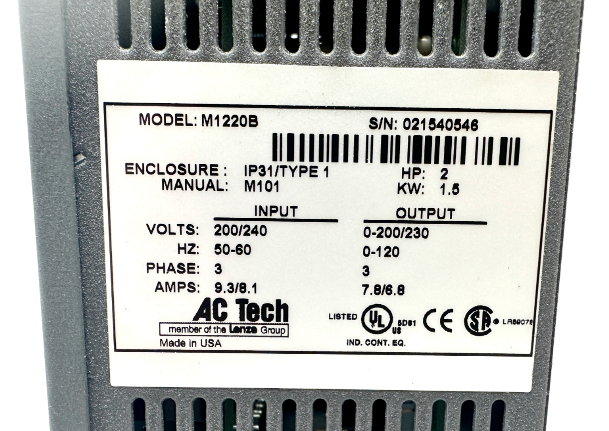 used Lenze AC Tech M1220B AC Inverter Drive - LENZE