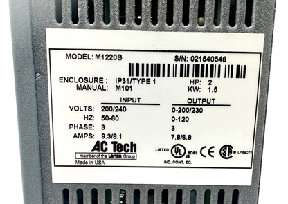 used Lenze AC Tech M1220B AC Inverter Drive - LENZE