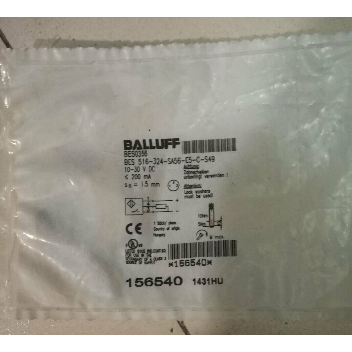 1PC BALLUFF SENSOR 516-324 - BALLUFF