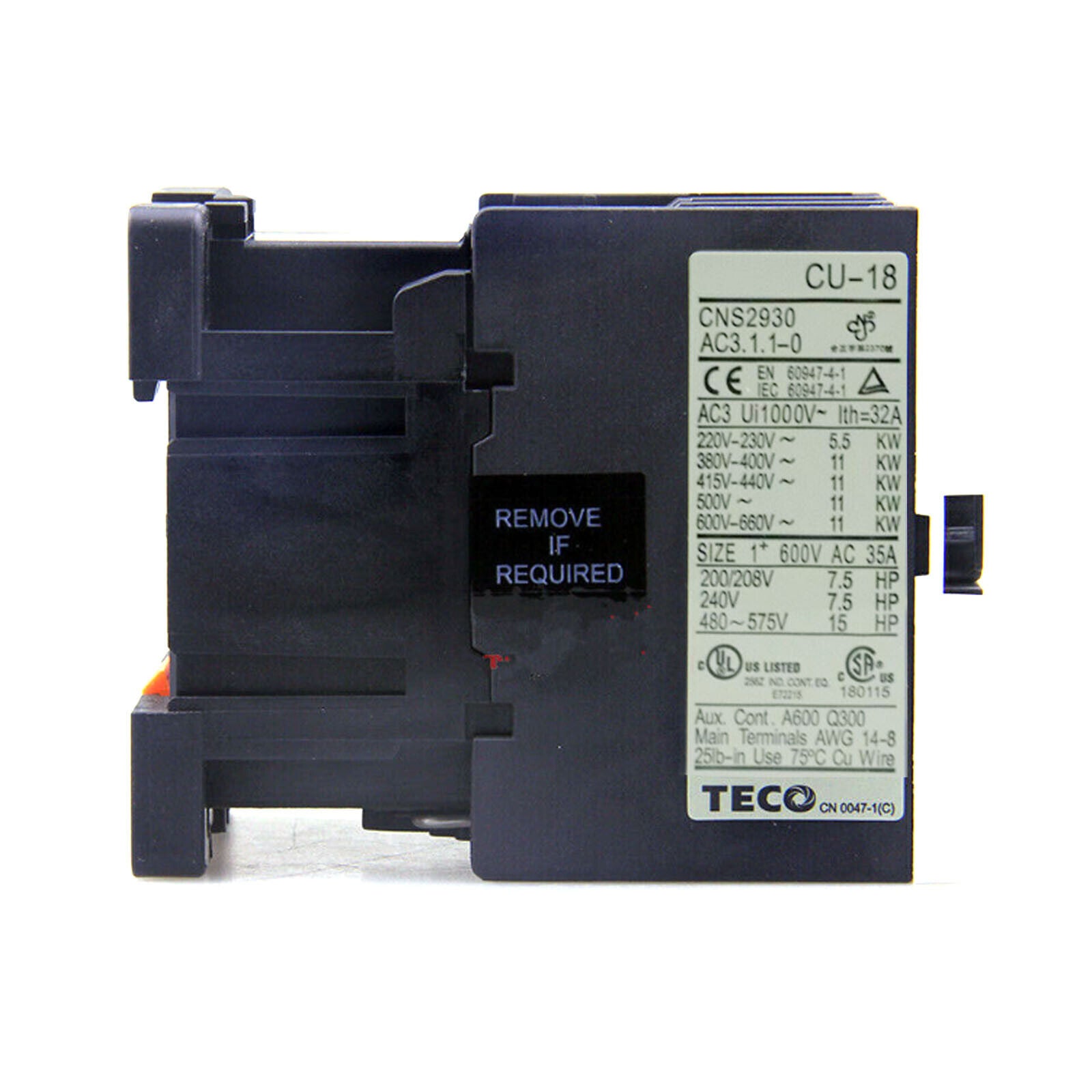 New In Box TECO CU-18 Contactor AC110V TECO