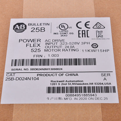 NEW Allen Bradley 25B-D024N104 PowerFlex 525 11kW 15Hp AC Drive Factory - KOEED