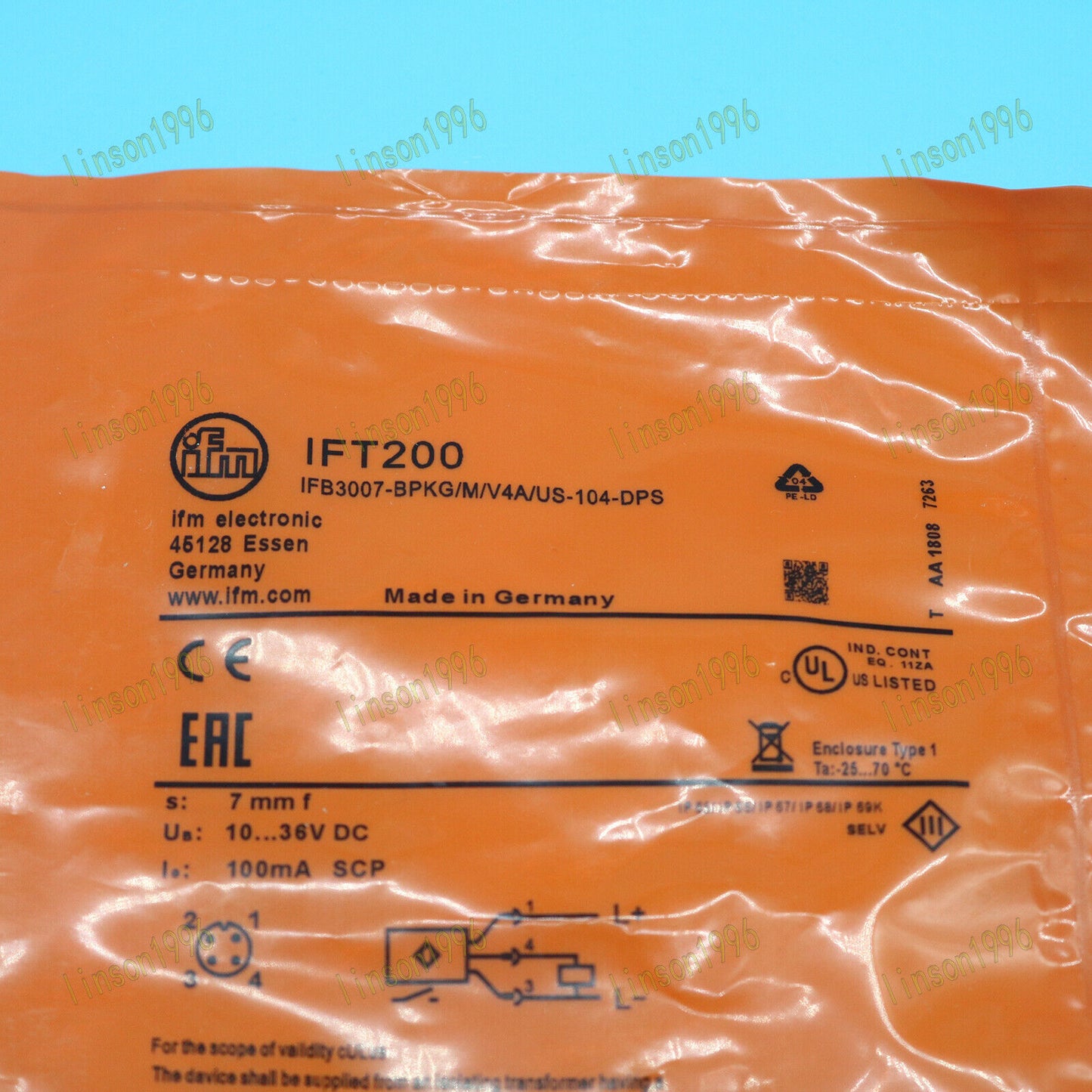 1PC IFT200 - IFM Induction Sensor Metal Thread Socket Stock - IFM