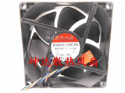 1pcs SUNON EF92251S1-Q09C-S9A 9225 12V 3.83W 4-wire cooling fan