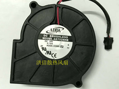 new 1pcs ADDA AD7524HB DC24V 0.16A 7530 Turbo Blower Fan 2pin