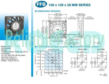 DELTA FFB1224EHE -R00 Fan DC 24V 1.5A 120*120*38MM Inverter cooling fan