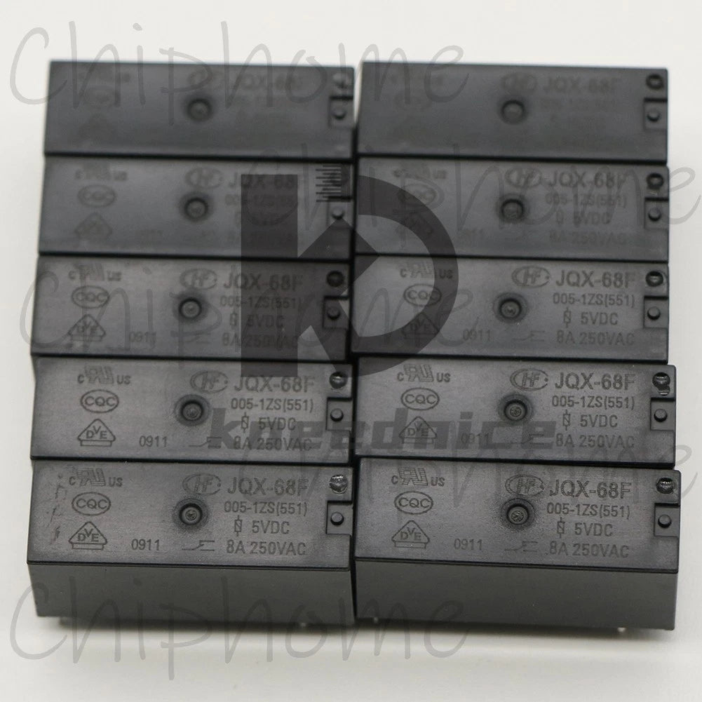 10Pieces HongFa JQX-68F-005-1ZS Power relay 5VDC 8A 5Pins