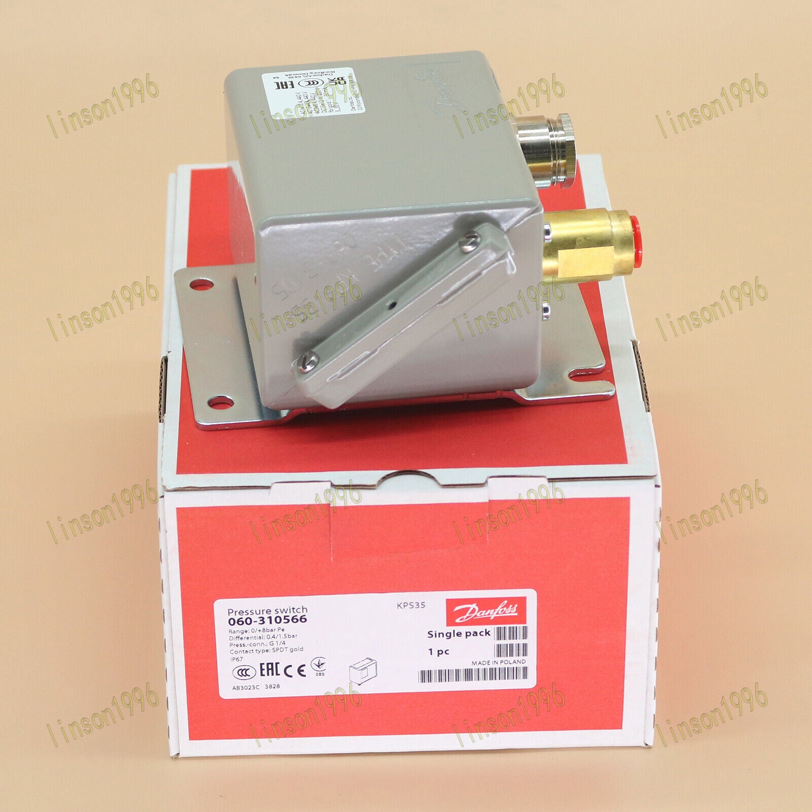 1PC Danfoss Pressure Switch KPS35, 060-310566, One-Year Warranty - DANFOSS