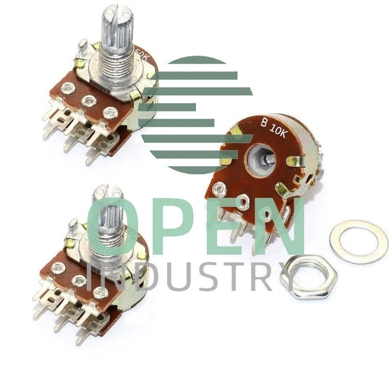 10PCS B10K Dual Stereo Potentiometer Pots Shaft S 15mm 6Pin M