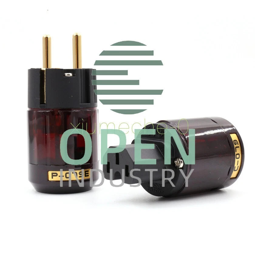 1 Pair P-079E+C079 24k Gold-Plated EU Power Plug ac power cord plugs