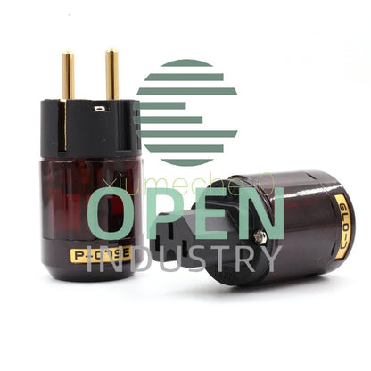 1 Pair P-079E+C079 24k Gold-Plated EU Power Plug ac power cord plugs