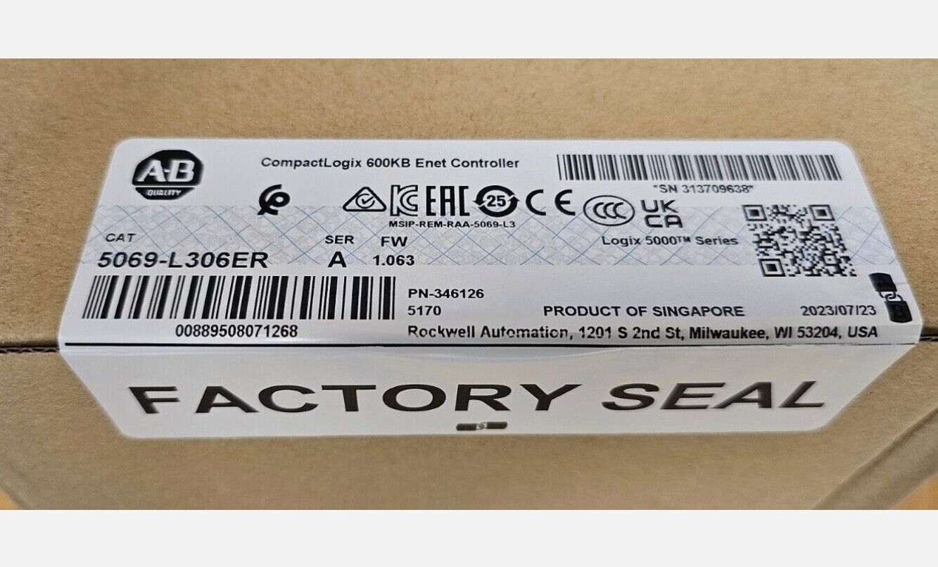 New Allen-Bradley 5069-L306ER CompactLogix 5380 Controller for industrial automation and monitoring, factory sealed, compact design, high reliability, real-time monitoring capabilities, built to last - ALLEN-BRADLEY