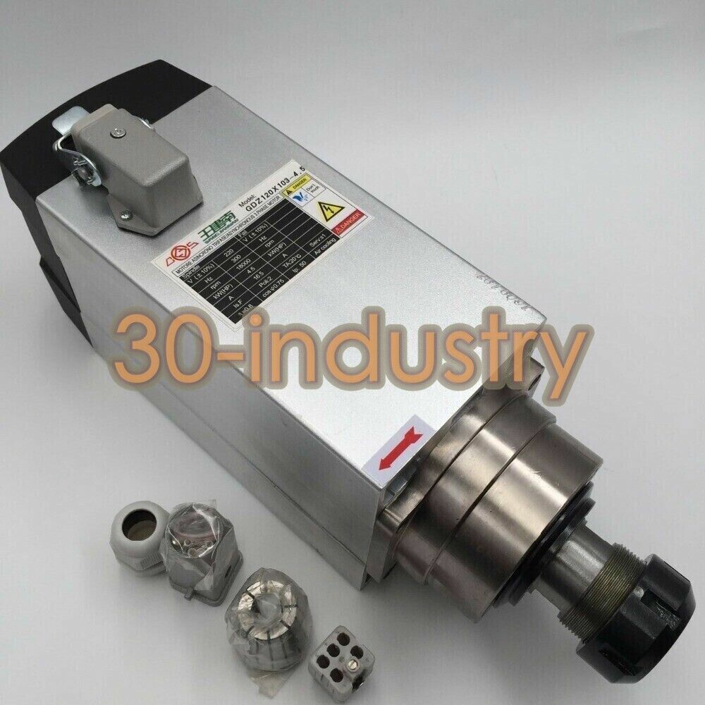 1PCS New 4.5KW Air-cooled ER32 Square Spindle Motor 18000rpm 220V GDZ120X103-4.5 - KOEED