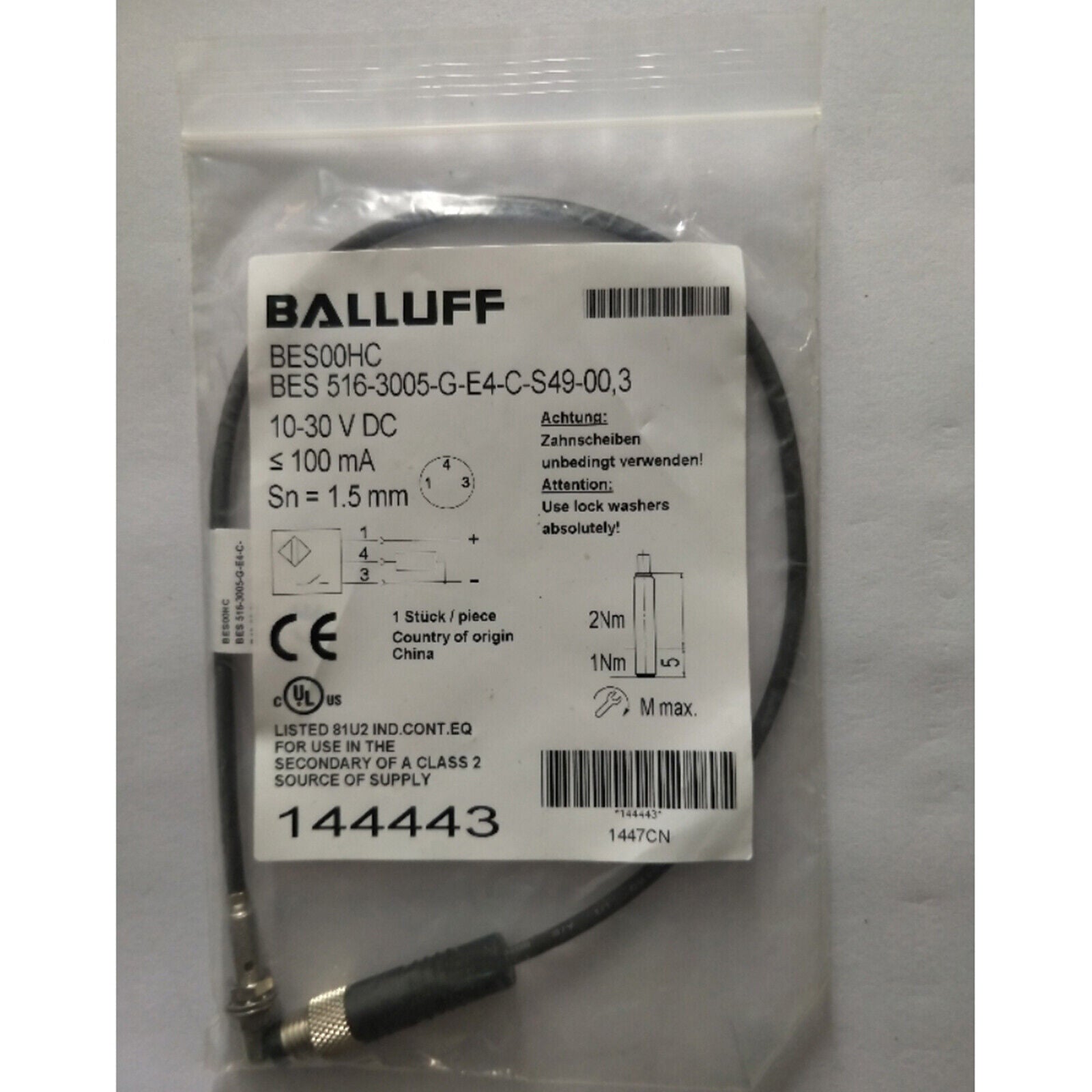 BALLUFF Proximity Sensor BES 516-3005 G E4 C S49-00, 3 spot stock - BALLUFF