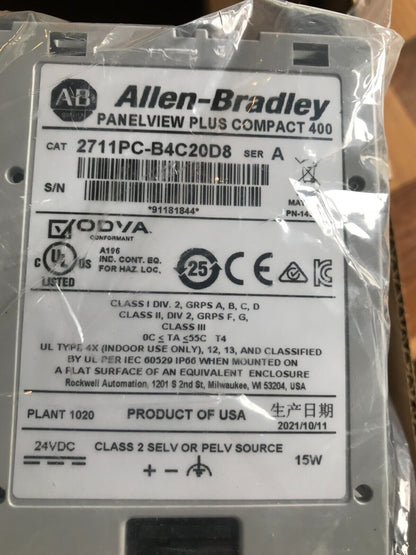 ALLEN BRADLEY 2711PC-B4C20D8 PANELVIEW PLUS 400 - ALLEN BRADLEY