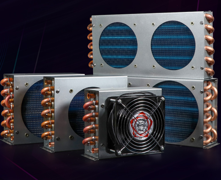 new Condenser Refrigeration 5 Copper Tube Radiator Heat Sink with Two 120MM Fan - THERMODYNAMIC SOLUTIONS