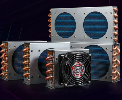 new Condenser Refrigeration 5 Copper Tube Radiator Heat Sink with Two 120MM Fan - THERMODYNAMIC SOLUTIONS