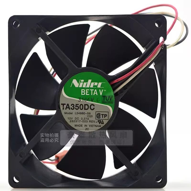 NIDEC L34880-58 9025 DC12V 0.27A 9CM 3-Wire Silent Mute Fan