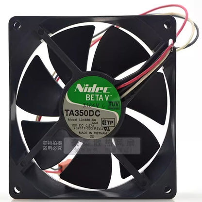 NIDEC L34880-58 9025 DC12V 0.27A 9CM 3-Wire Silent Mute Fan