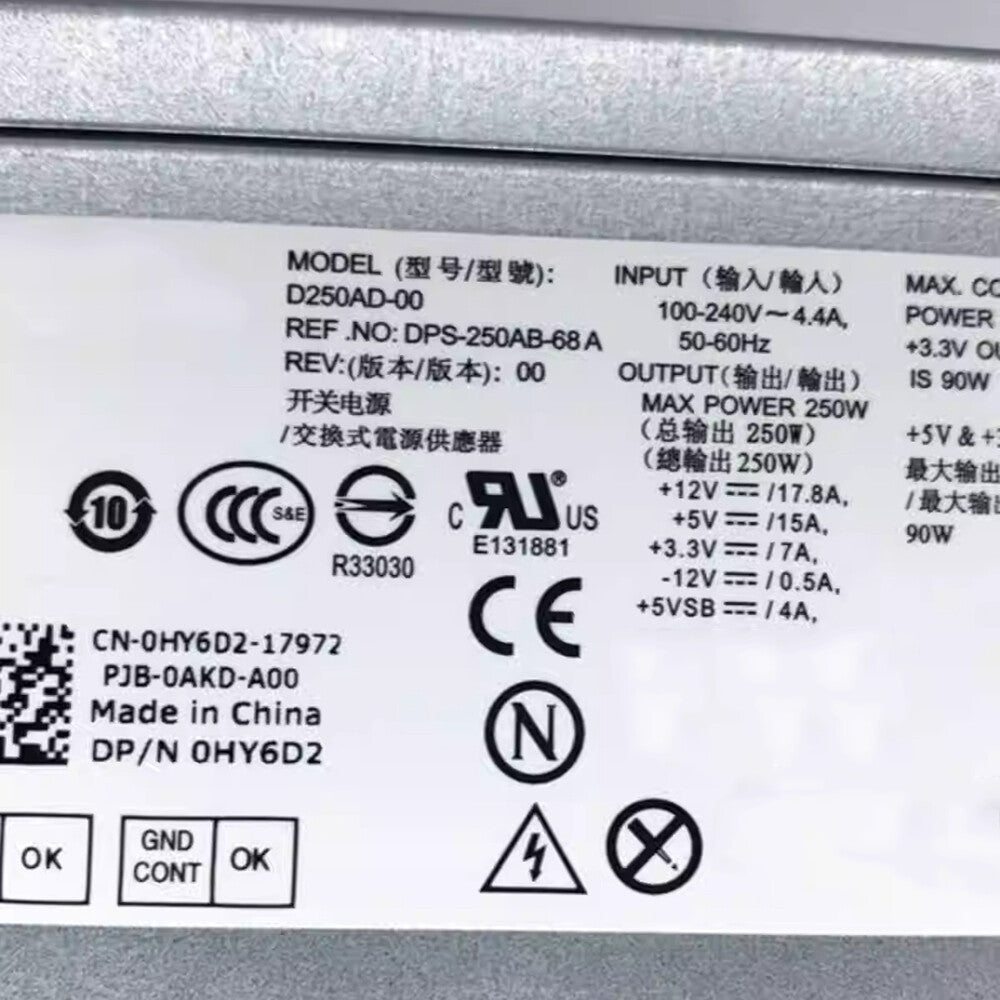Power Supply for Dell Optiplex 390 3010 990 790 DT D250AD-00 H250AD-00 250W