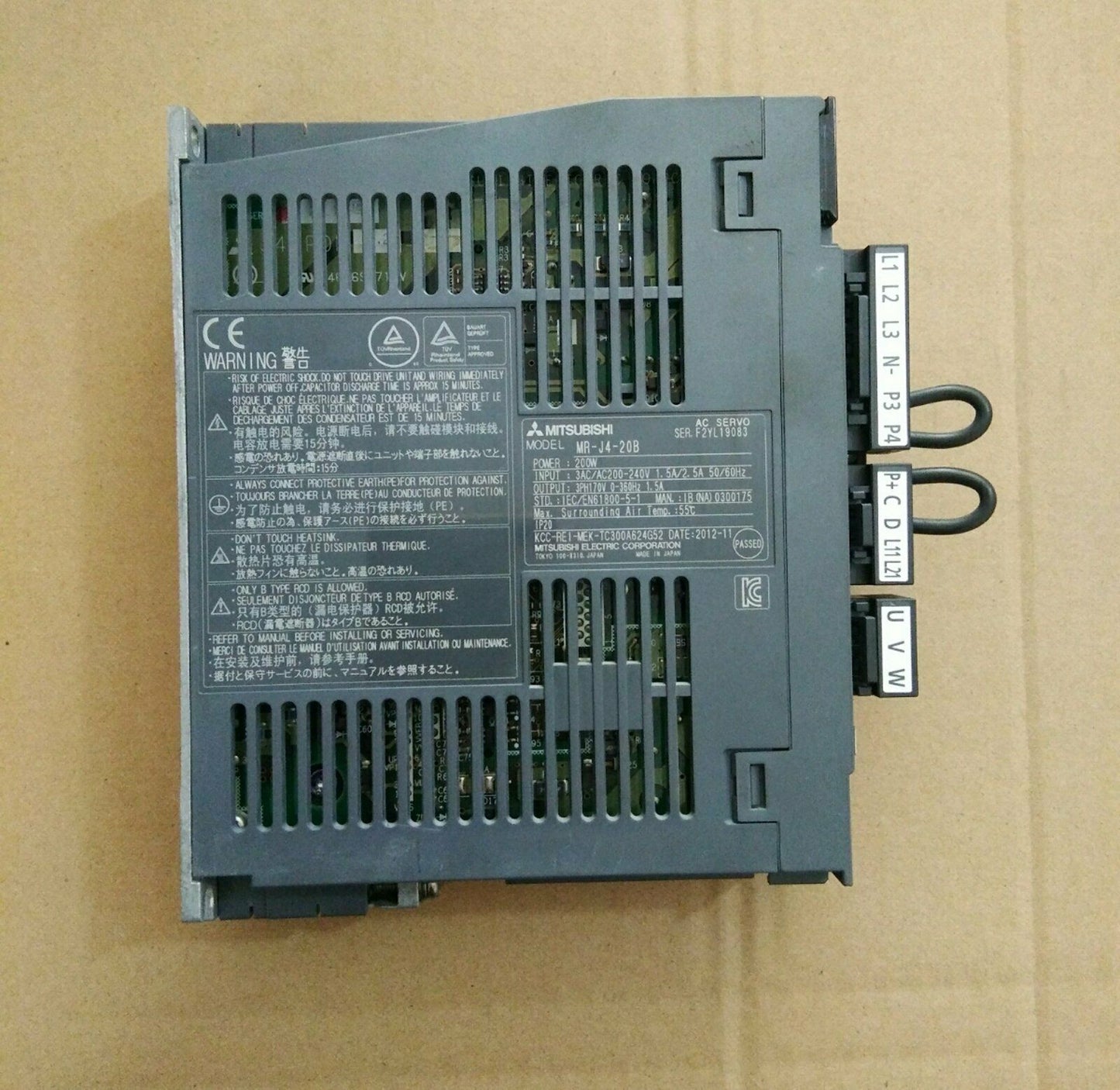 Mitsubishi Servo Driver MR-J4-20B Used and Tested - MITSUBISHI