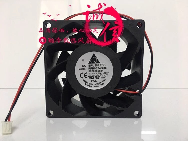 Delta FFB0824SHE 3620865811 DC24V 0.51A 8CM 2-Pin Inverter Cooling Fan