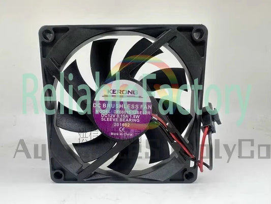 KERONG DF0801512SEL2R 8015 DC12V 0.15A 1.8W 8CM 2-Wire Cooling Fan